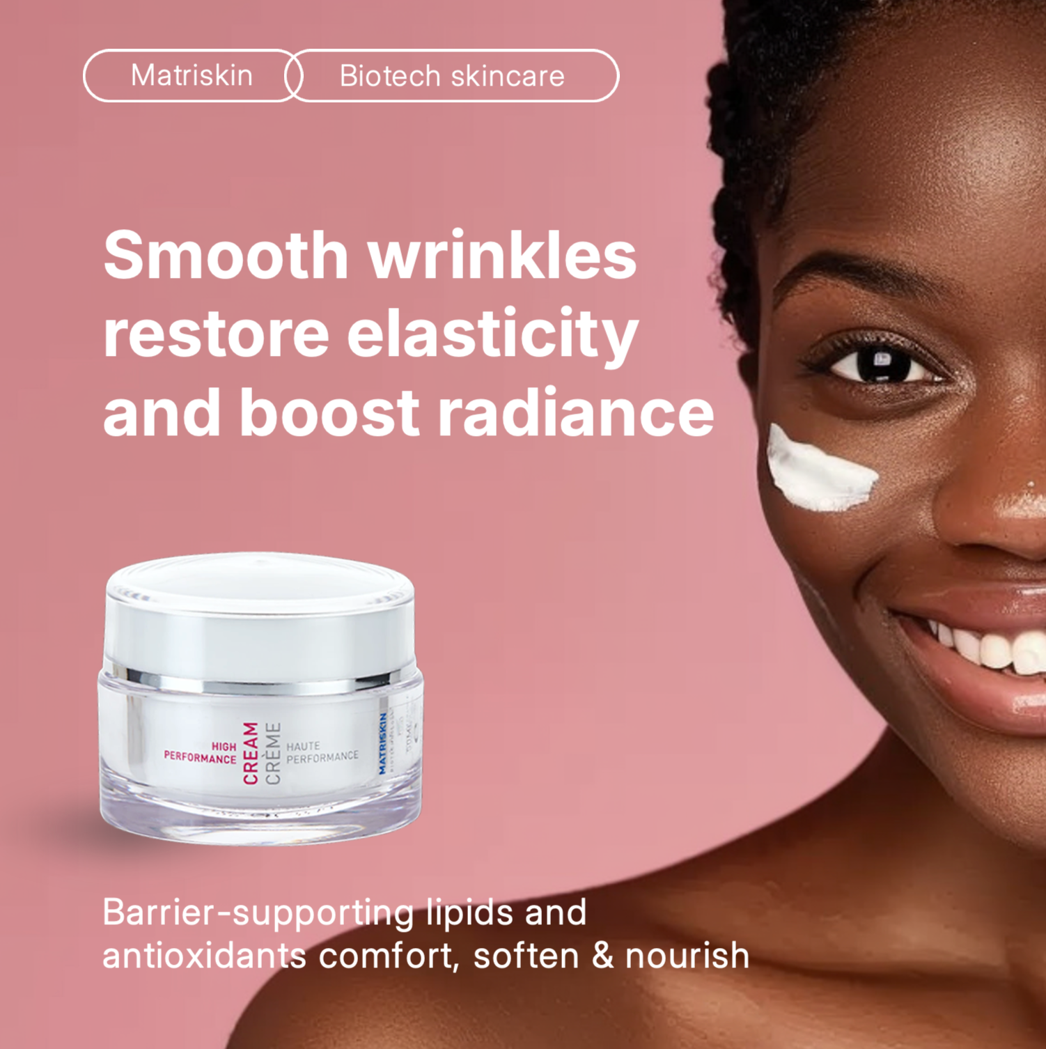 a face cream with peptides and hyaluronic acid. increases collagen, firmness of the skin, and helps wrinkles