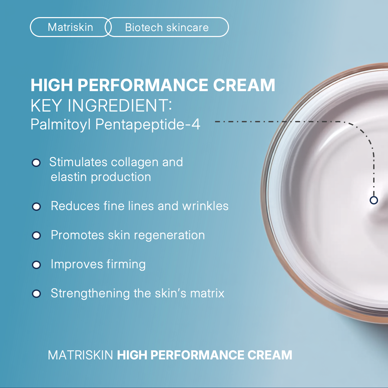 a face cream with peptides and hyaluronic acid. increases collagen, firmness of the skin, and helps wrinkles