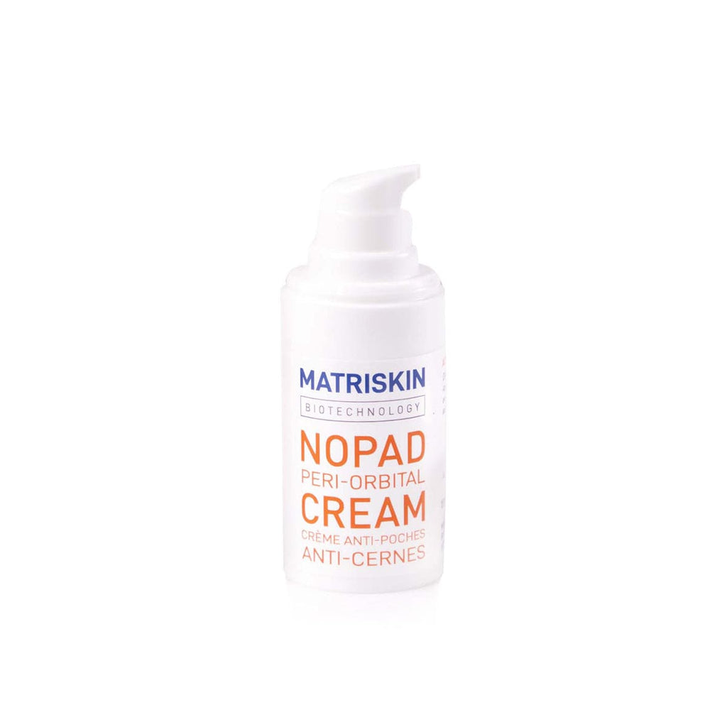 Matriskin NoPad Peri-Orbital Eye Cream for periorbital puffiness, periorbital puffiness causes, edema under eyes, under-eye edema, fluid retention under eyes, fluid around eyes, microcirculation under eyes, puffiness, eye bags and dark circles.